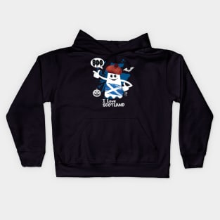 BOO GHOST with Scottish flag "I love Scotland"- cute Halloween Kids Hoodie